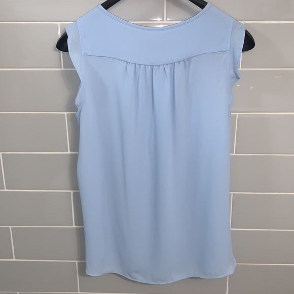 Pale Blue Flutter Sleeve LOFT Blouse - Picture 10 of 14